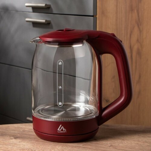Чайник электрический LuazON LSK-1809 стекло 18 л 1500 Вт подсветка красный 268700₽