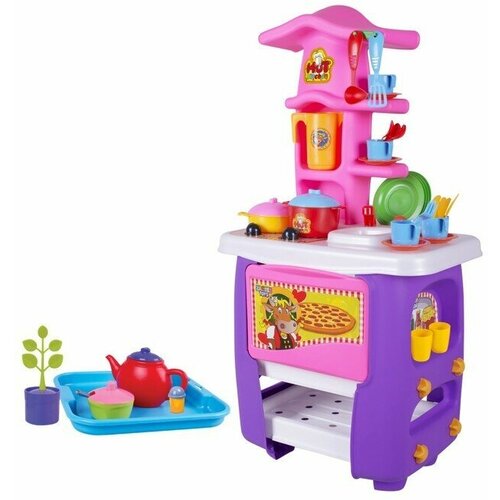 Кухня игровая Hut Kitchen, с набором, 45 предметов, цвет фиолетово-розовый