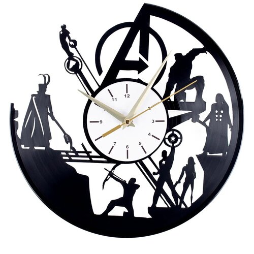 фото Часы настенные из винила "avengers" / виниловые часы / часы пластинка / часы из виниловых пластинок russia eco store