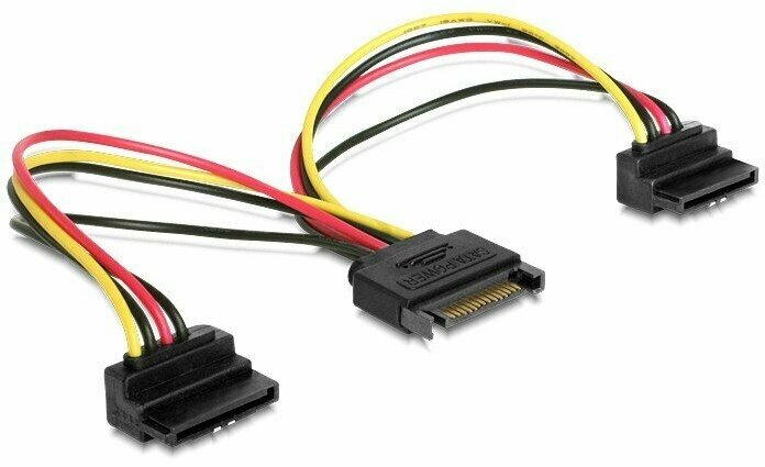 Набор из 3 штук Кабель питания SATA Cablexpert CC-SATAM2F-02, 15 см, 15pin, M/2x15pin, F на 2 SATA устр, угловой разъем