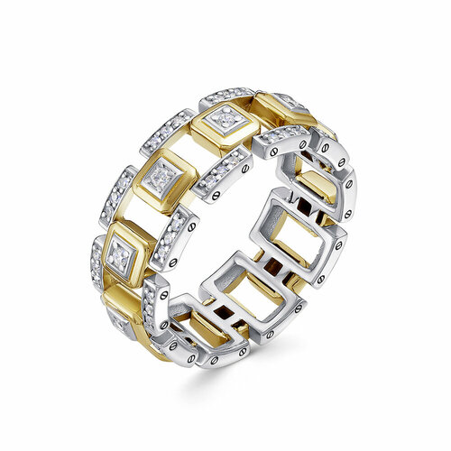 фото Кольцо обручальное vesna jewelry, желтое золото, 585 проба, родирование, бриллиант, размер 18.5, бесцветный
