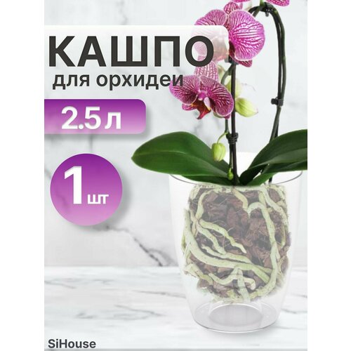 Кашпо для орхидеи 2,5л прозрачный / Горшок для цветов