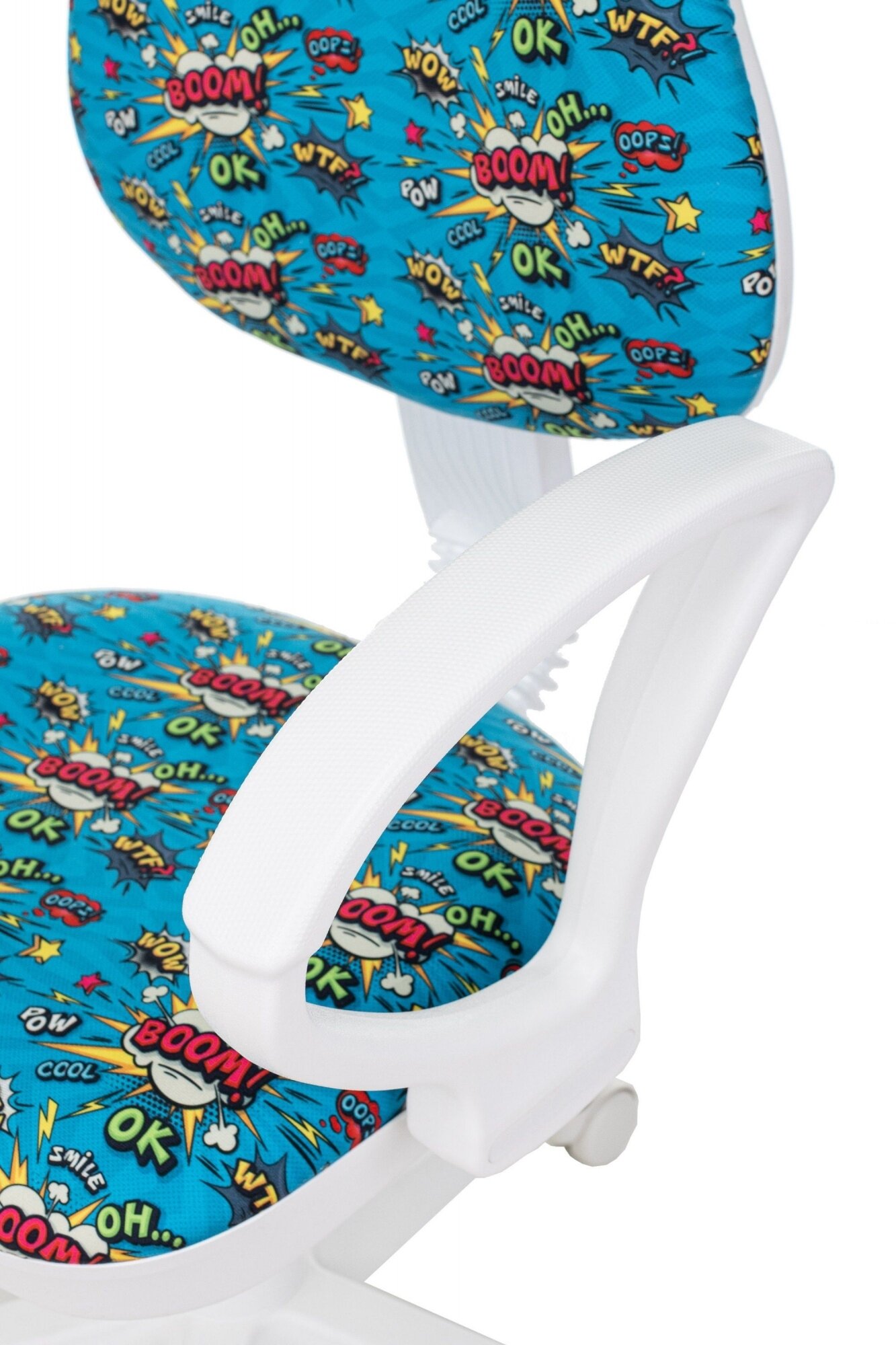 Кресло детское Бюрократ KD-3/WH/ARM, обивка: ткань, цвет: голубой, рисунок бум - фото №6