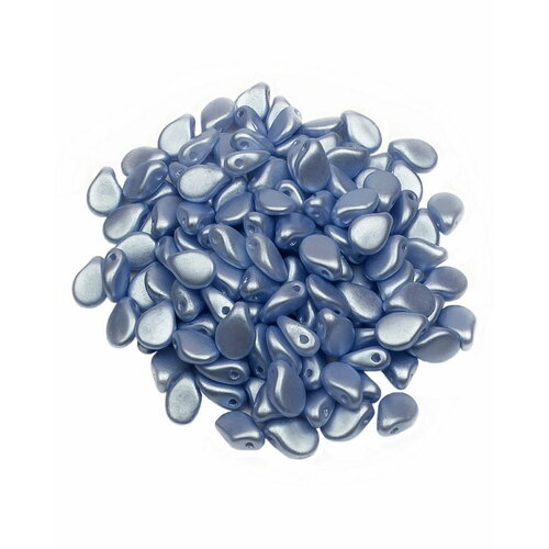 Стеклянные чешские бусины, Pip Beads, 5х7 мм, цвет Alabaster Pastel Lt.Sapphire, 150 шт.