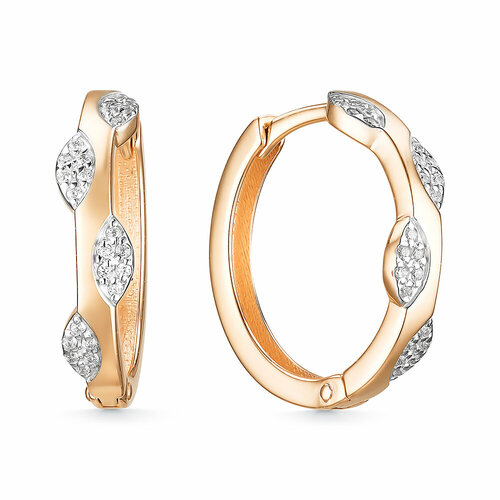 Серьги золото, 585 проба, фианит, длина 1.9 см