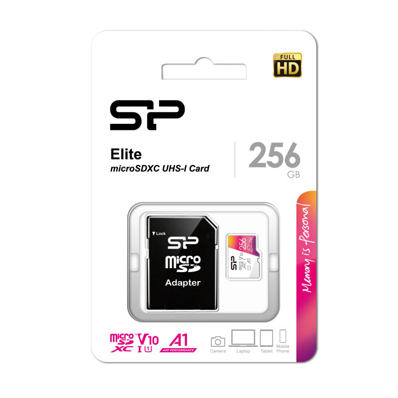 Флеш карта microSD 256GB Silicon Power Elite A1 microSDXC Class 10 UHS-I U3 100 Mb/s (SD адаптер)