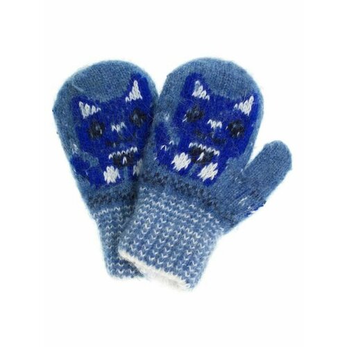Варежки Рассказовские варежки детские демисезонные, шерсть, размер 1-3 года, голубой, белый