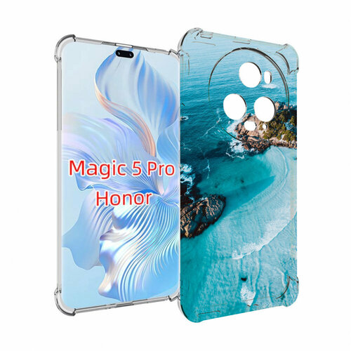 Чехол MyPads красивый голубой залив для Honor Magic 5 Pro задняя-панель-накладка-бампер