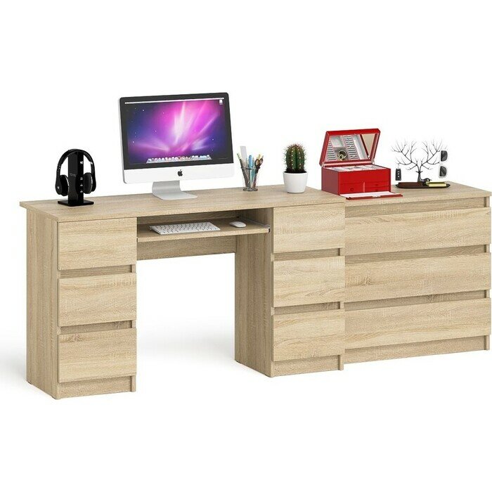 фото Комплект СВК Мори Стол компьютерный МС-2 + Комод МК800.1, цвет дуб сонома