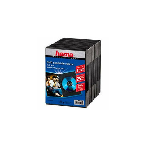 Коробка HAMA на 1CD/DVD H-51182 Jewel Case черный (упак:25шт)