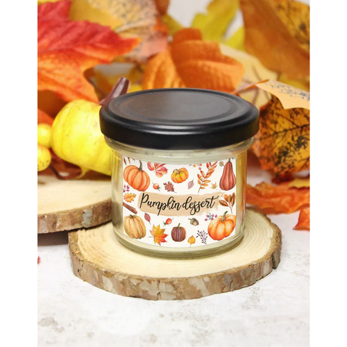Свеча ароматическая декоративная с деревянным фитилем Cherriess - Тыквенный десерт, 125 мл.