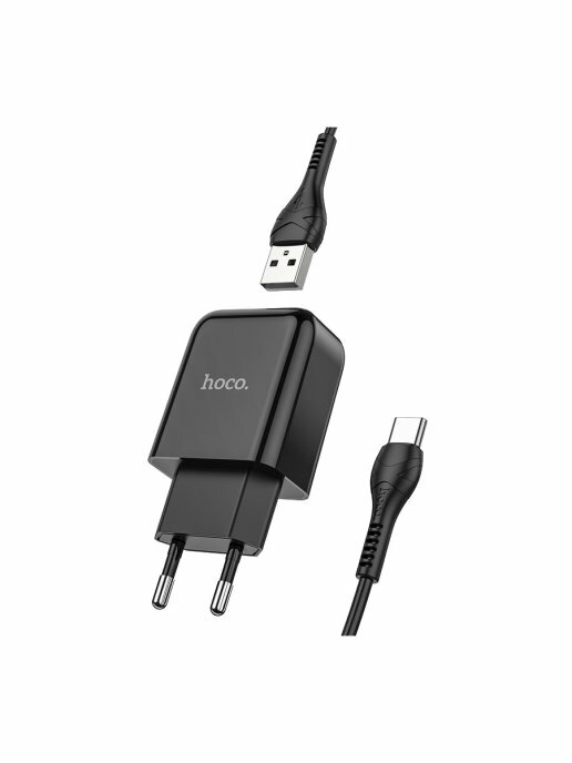 Зарядное устройство HOCO N2 Vigour single USB + Кабель USB-Type-C, 2A, черный