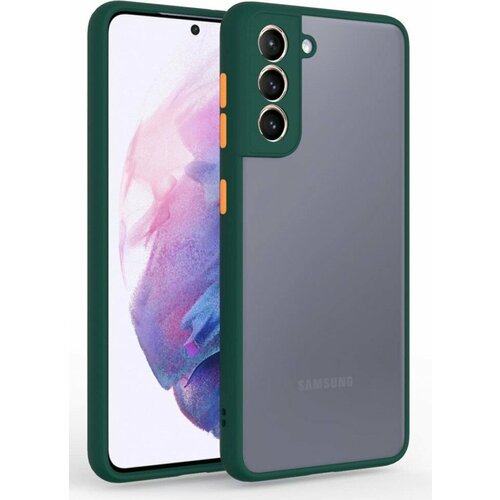 Накладка пластиковая матовая для Samsung Galaxy S21 FE G990 с силиконовой окантовкой тёмно-зелёная чехол книжка fashion case для samsung galaxy s21 fe g990 синий