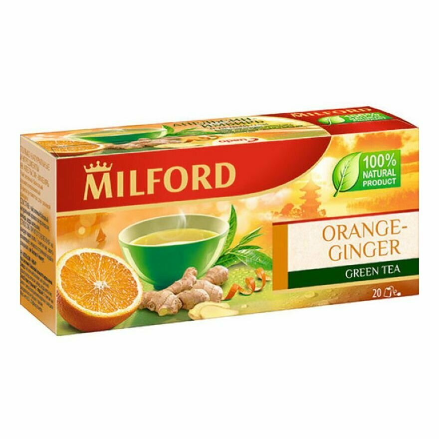 Чай зеленый Milford Orange-GInger в пакетиках 1,75 г х 20 шт