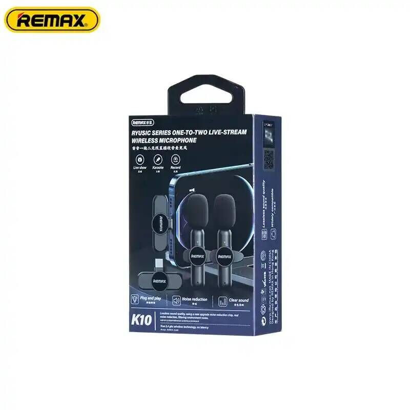 Беспроводная радио система REMAX K10 из двух микрофонов и приемника с USB Type-c для Камер/IPhone 15/15 Pro/15 Pro Max/Plus/IPad/Android с USB Type C/Samsung/xiaomi/Sony/huawei