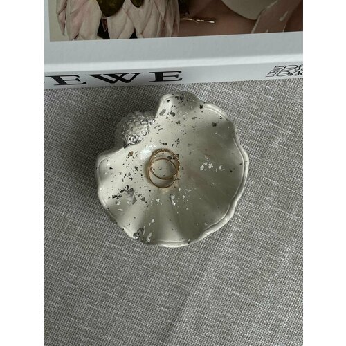 фото Подставка для украшений so.ma, ракушка shell, 10х4.5х9.5 см, серебряный, белый
