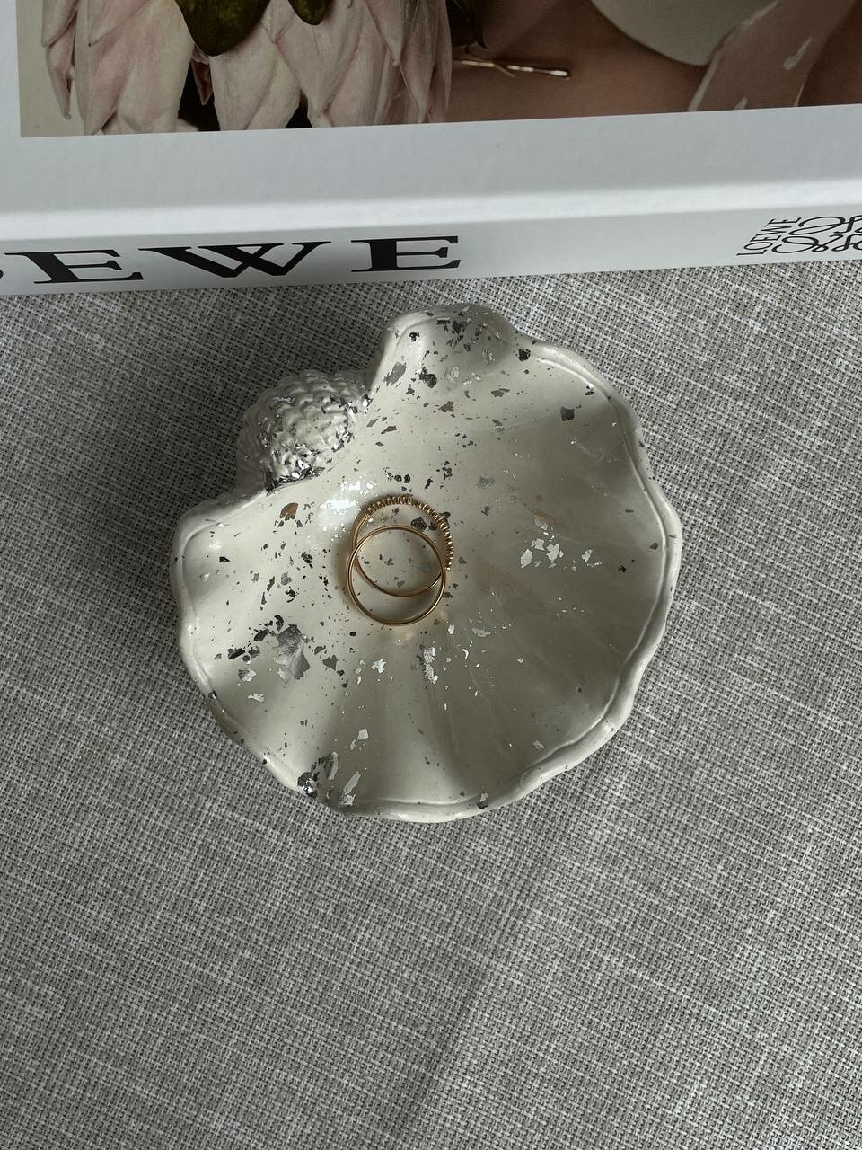 Подставка для украшений SO.MA, Ракушка Shell, 10х4.5х9.5 см, серебряный, белый