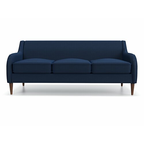 фото Прямой диван soft element вектор dark blue, трехместный, деревянные ножки, велюр, синий, современный, в гостиную, офис