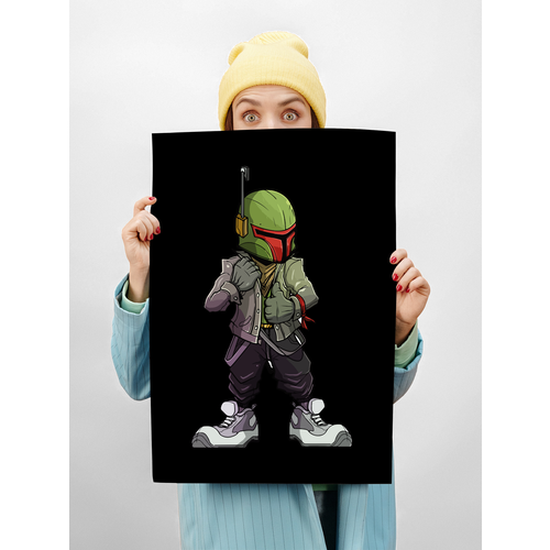 Картина для интерьера на стену 40х50 Боба Фет на чёрном 450₽