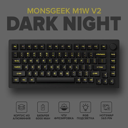 Беспроводная механическая клавиатура Monsgeek M1W V2 Dark Night RGB 75 Bluetooth 50 24Ghz USB Type-C Английская раскладка 1439000₽