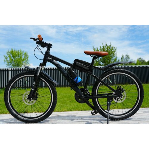 Велосипед горный Richiesto 24 алюминиевый Подростковый детский Унисекс черный с коричневым матовый 24500₽