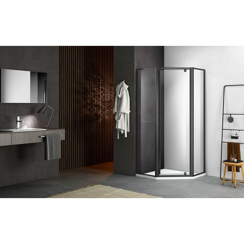 Душевое ограждение SANTREK AQUA Time - PNT-900-C- Matt Black 9009001950 стекло Прозр 6мм профиль Черный 39905₽