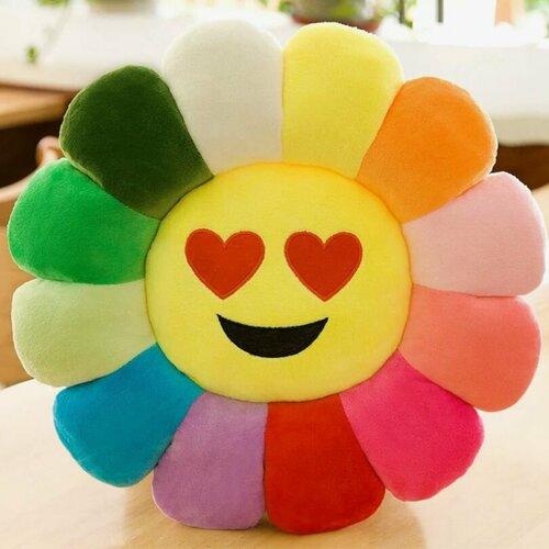 Мягкая плюшевая подушка - смайлик, подушка радуга 40 см