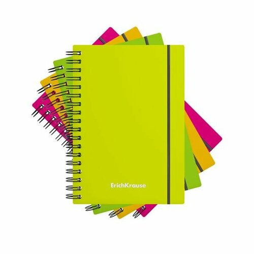 Блокнот А6 80л клеткаспираль пластик Neon резинка ERICH KRAUSE 50648 223130 357₽