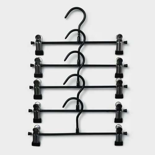 Вешалки для брюк и юбок с зажимами 5 шт 26х13 см цвет чёрный 730₽