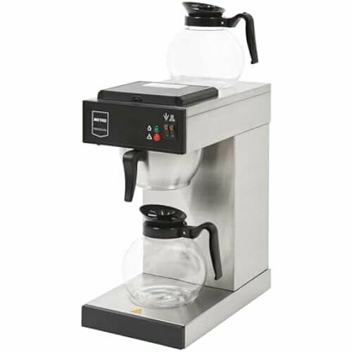 Профессиональная кофемашина с фильтром METRO и стеклянным кувшином GCG2001 нержавеющая сталь 2000 Вт 18 л В комплект входит 100 бумажных фильтров и 2 стеклянных кувшина с кнопкой сброса и пластиной для подогрева чашек с отдельным управлением 3936100₽
