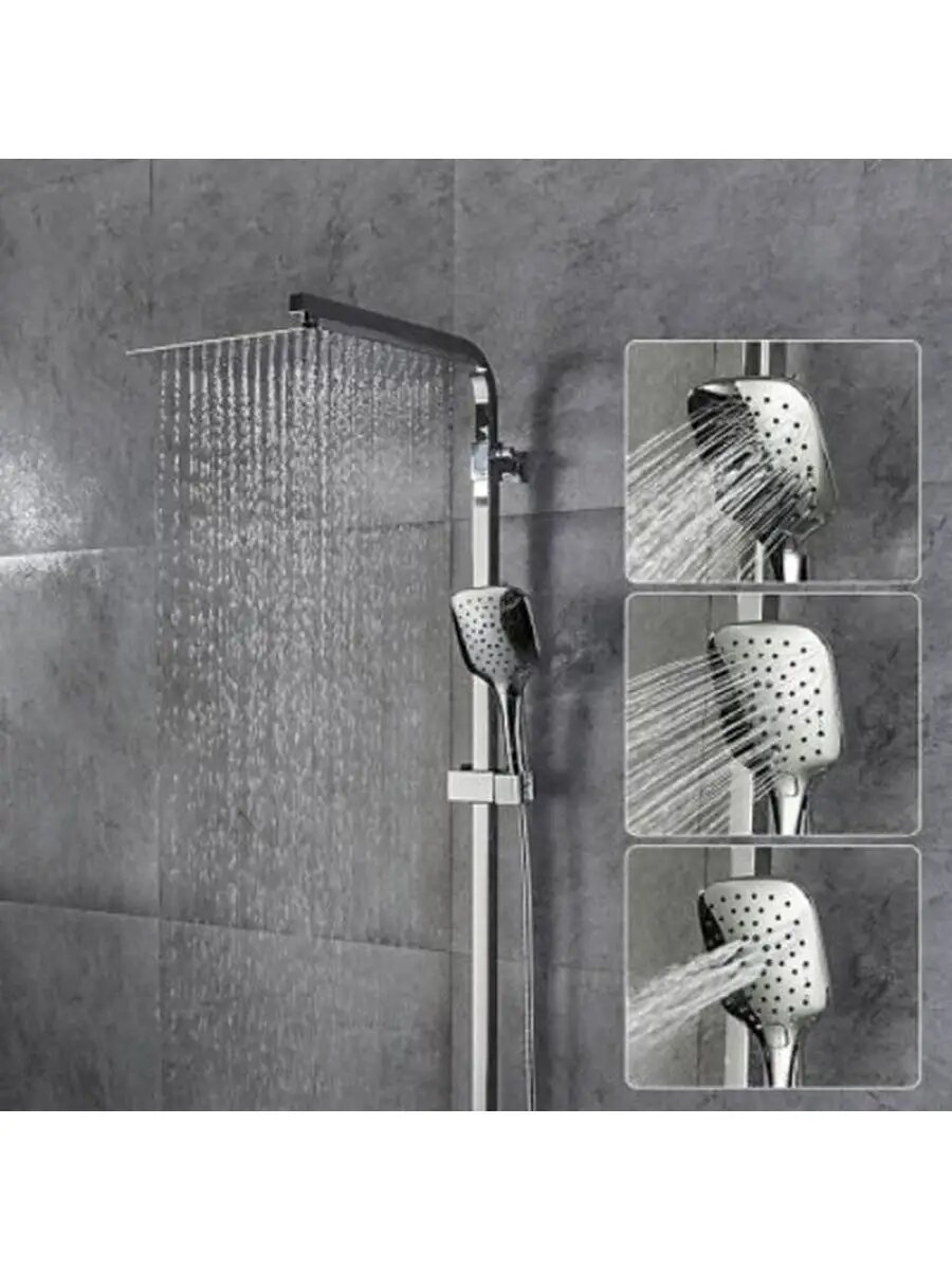 Душевая стойка Gappo G2418-1, латунь, верхний и ручной душ, кнопочное переключение режимов