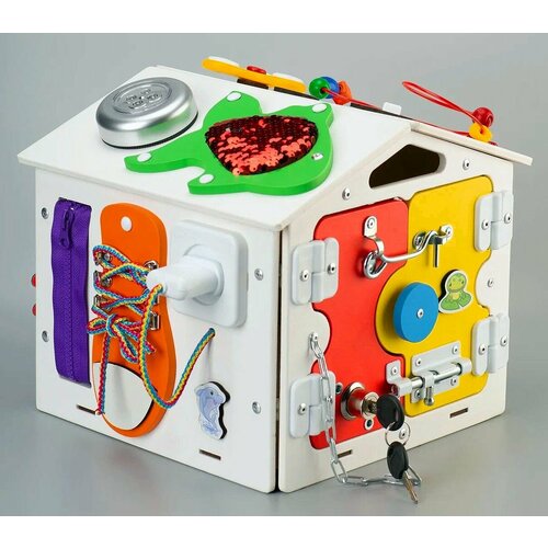 Бизиборд Домик со светом Малышок Бизидом, игрушки для девочек, мальчиков, подарки детям