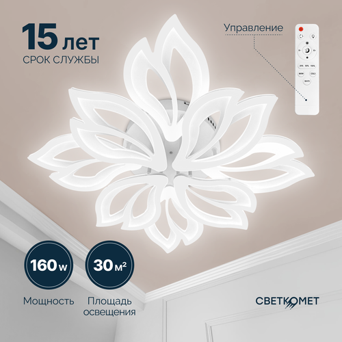 Люстра светодиодная с пультом Светкомет белая матовая 160 Вт 5350₽