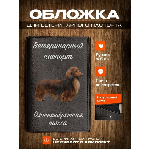 Обложка на ветеринарный паспорт для собак с принтом Длинношёрстная такса