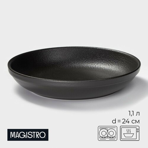 Тарелка глубокая Magistro Black Style фарфор черная 24см 11л 2069₽