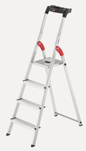 Изображение товара Стремянка алюминиевая L60 StandartLine, 4 ступени, с лотком для инструментов, Hailo
