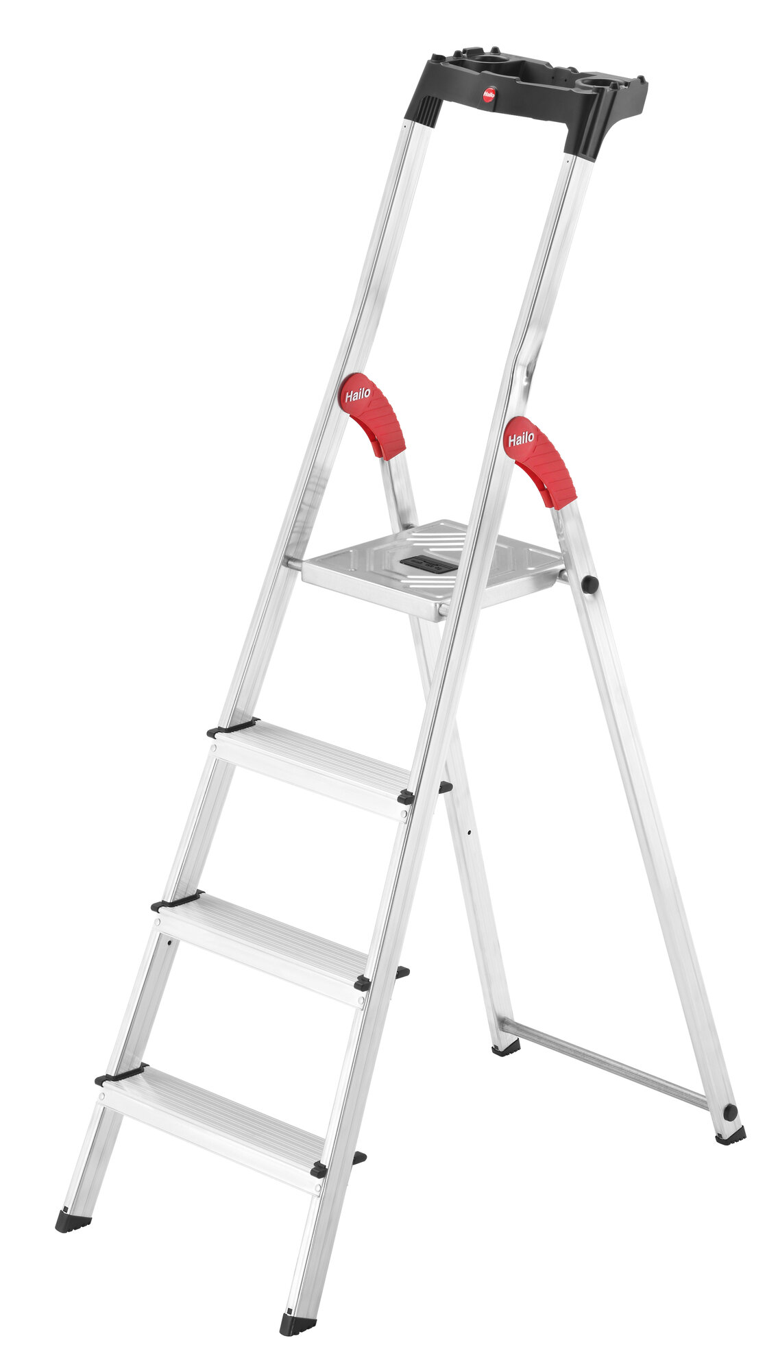Стремянка алюминиевая L60 StandartLine 4 ступени с лотком для инструментов Hailo