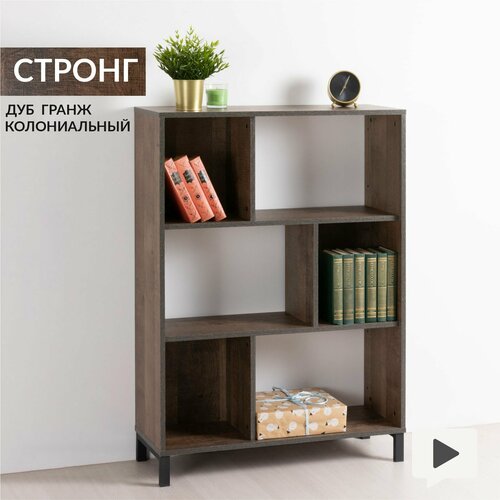 Стеллаж напольный 6 секций Стронг 13.346, Дуб Гранж Колониальный К356, Интра