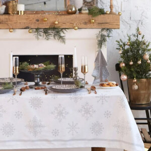 Скатерть на стол Этель Серебряные снежинки 150x110 см хлопок саржа 190г/м2
