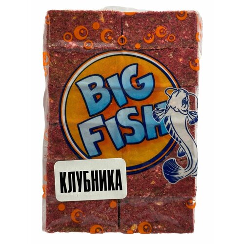 Жмых кукурузный, макуха Big Fish, аромат - клубника, 12 кубиков
