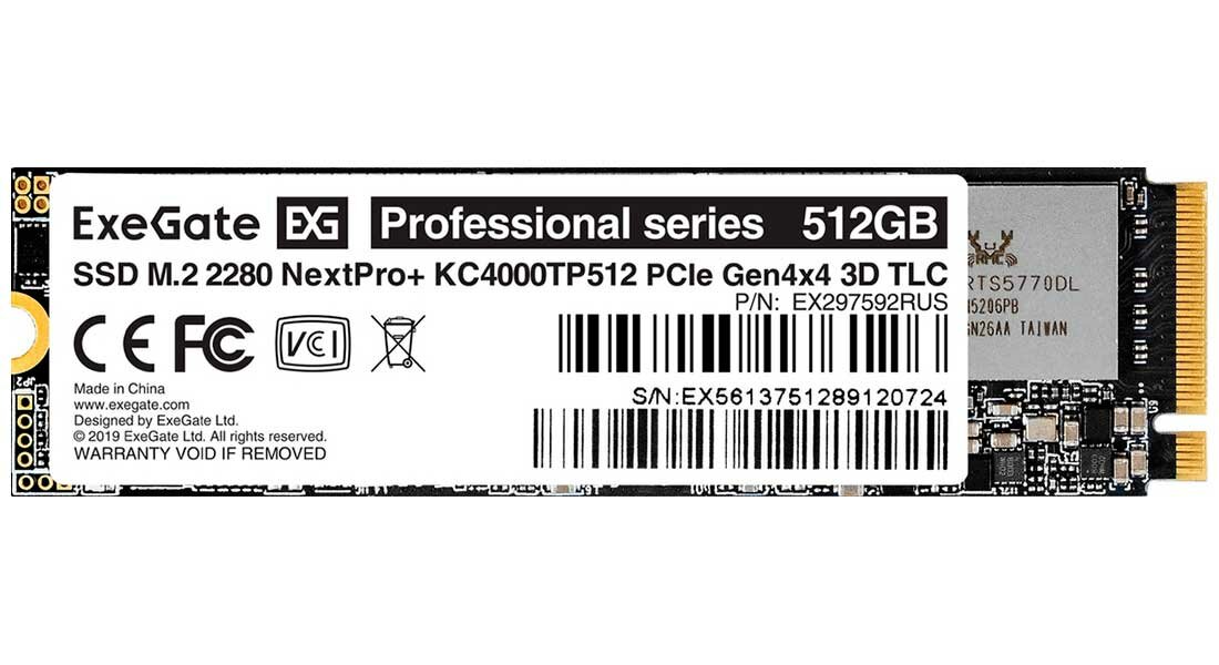 SSD накопитель ExeGate M.2 2280 512GB NextPro+ KC4000TP512 PCIe 4.0 (EX297592RUS)