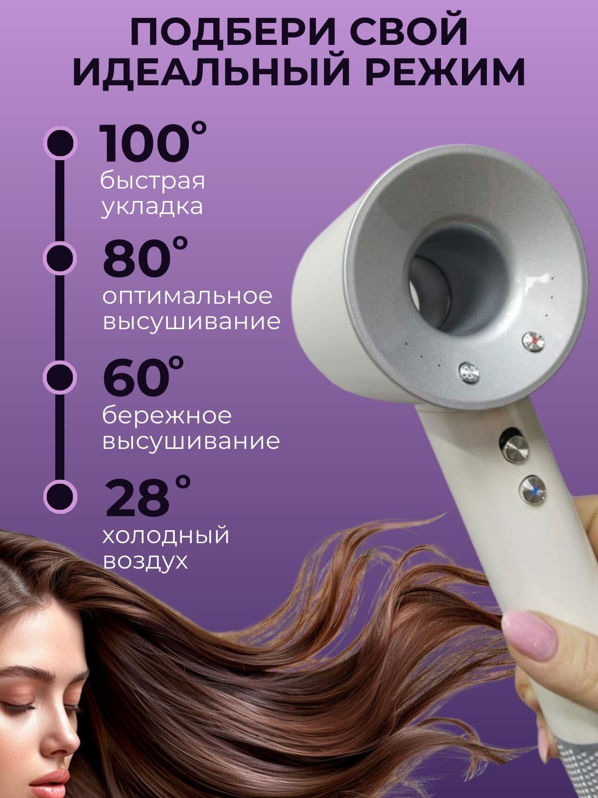 Фен-стайлер "Super Hair Dryer", 5 в 1, мощность 2500 Вт, 4 температурных режима — фото 1