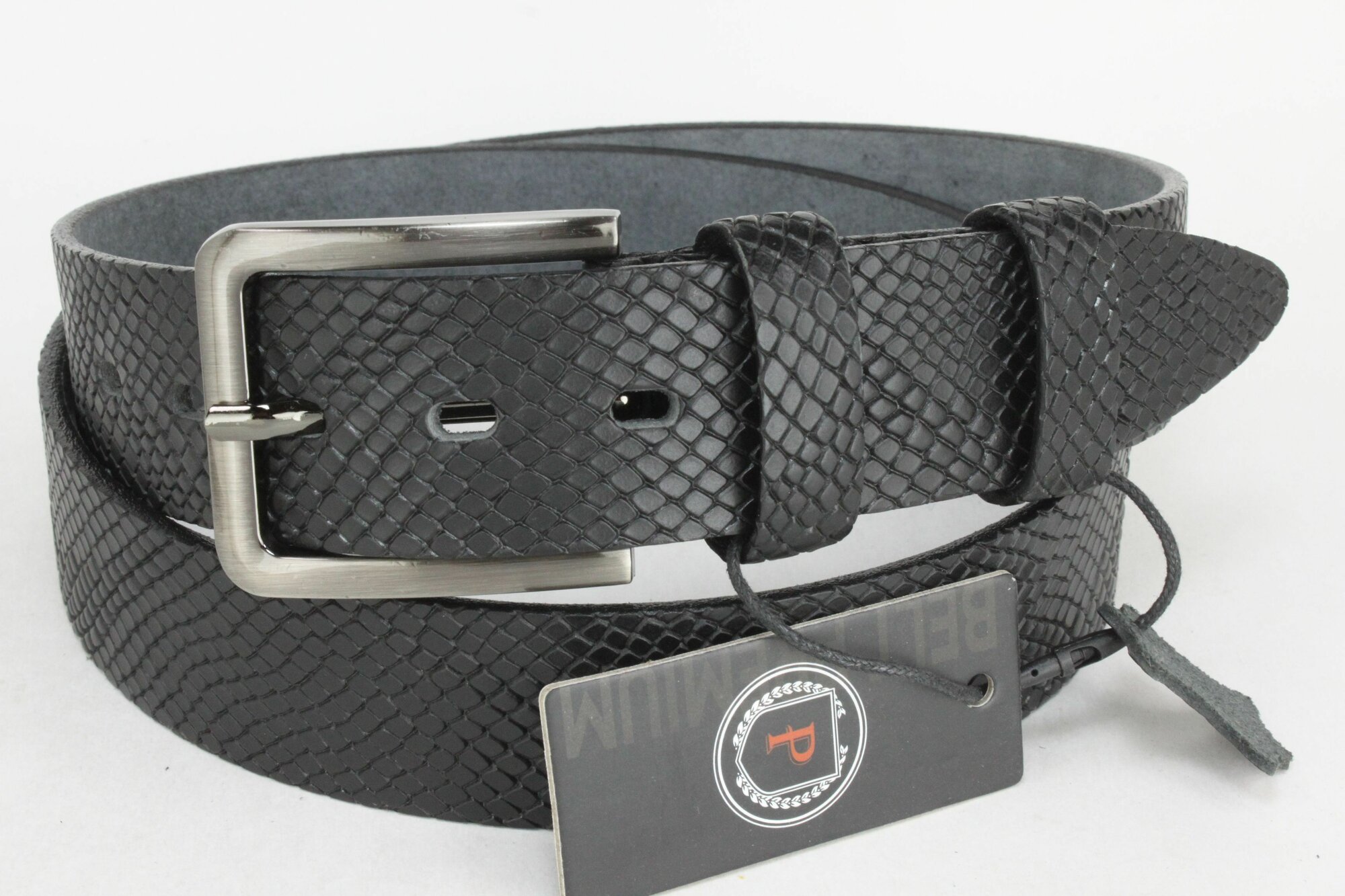 Ремень PREMIUM BELT для мужчин, размер 125, черный
