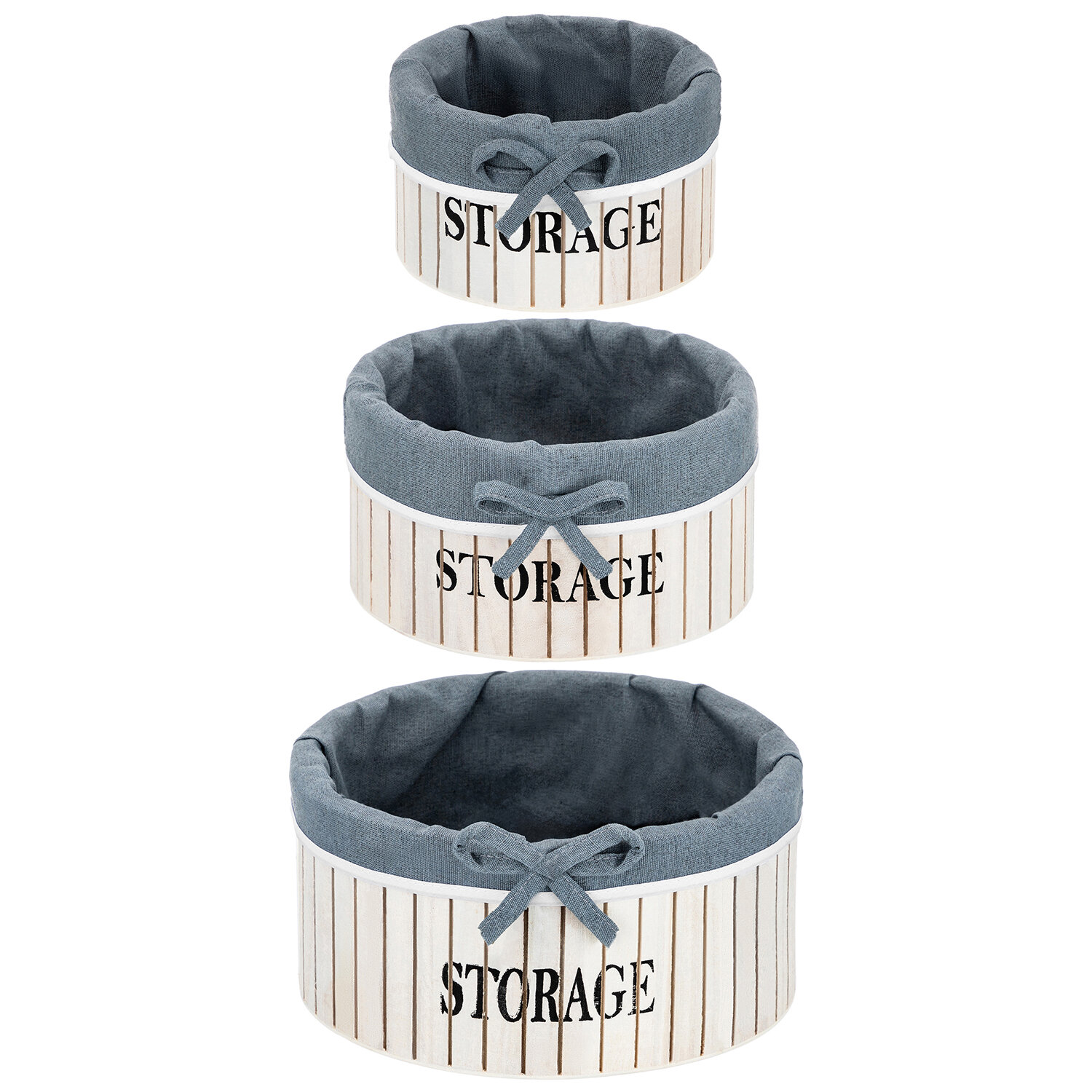 Органайзер, корзинка для хранения 3 шт El Casa Storage, 23,5х23,5х11 см, 19х19х10 см,15х15х9 см, набор — фото 1