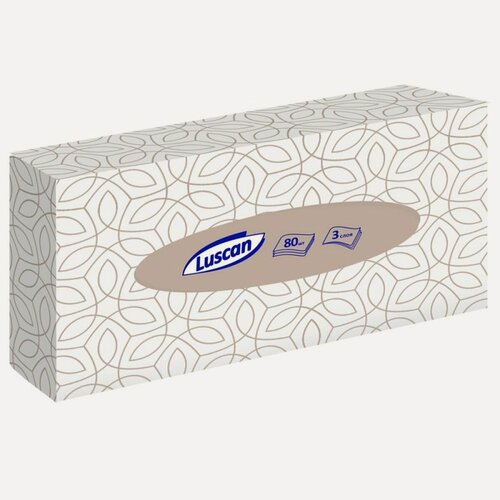 Изображение товара Салфетки косметические 20x20см, 3-слойные, белые, Luscan, 80шт, 20 уп.