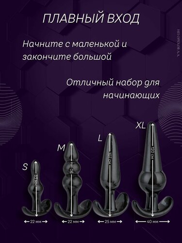 Изображение товара Набор анальных пробок 6 шт, черный