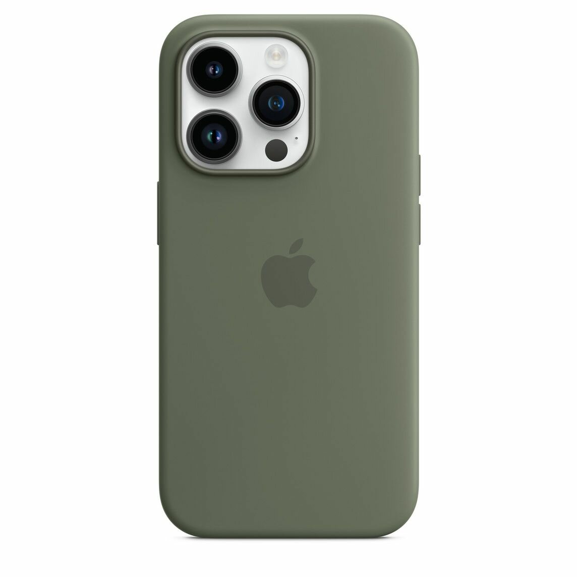 Чехол силиконовый MagSafe для iPhone 14 Pro Olive с анимацией NFC, Silicone case MagSafe для айфон 14 Про зелёный