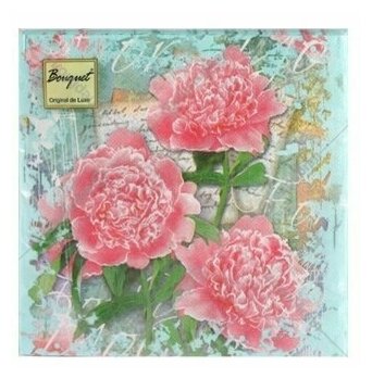 Салфетки бумажные ART BOUQUET 20шт 3слоя Пионы 33*33 см