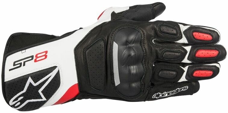 Мотоперчатки кожаные SP-8 v2 ALPINESTARS (черно-бело-красный, 123, 2XL)