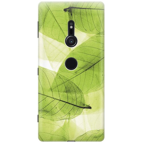фото Cиликоновый чехол на sony xperia xz2 / сони иксперия икс зет 2 с принтом "зеленые листья" gosso